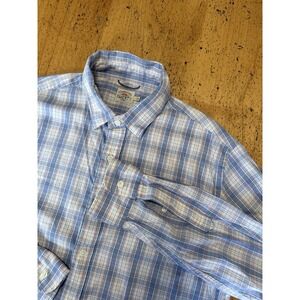 FAHERTY BRAND Mens Long Sleeve Plaid Button Down Shirt Size L Blue Pink